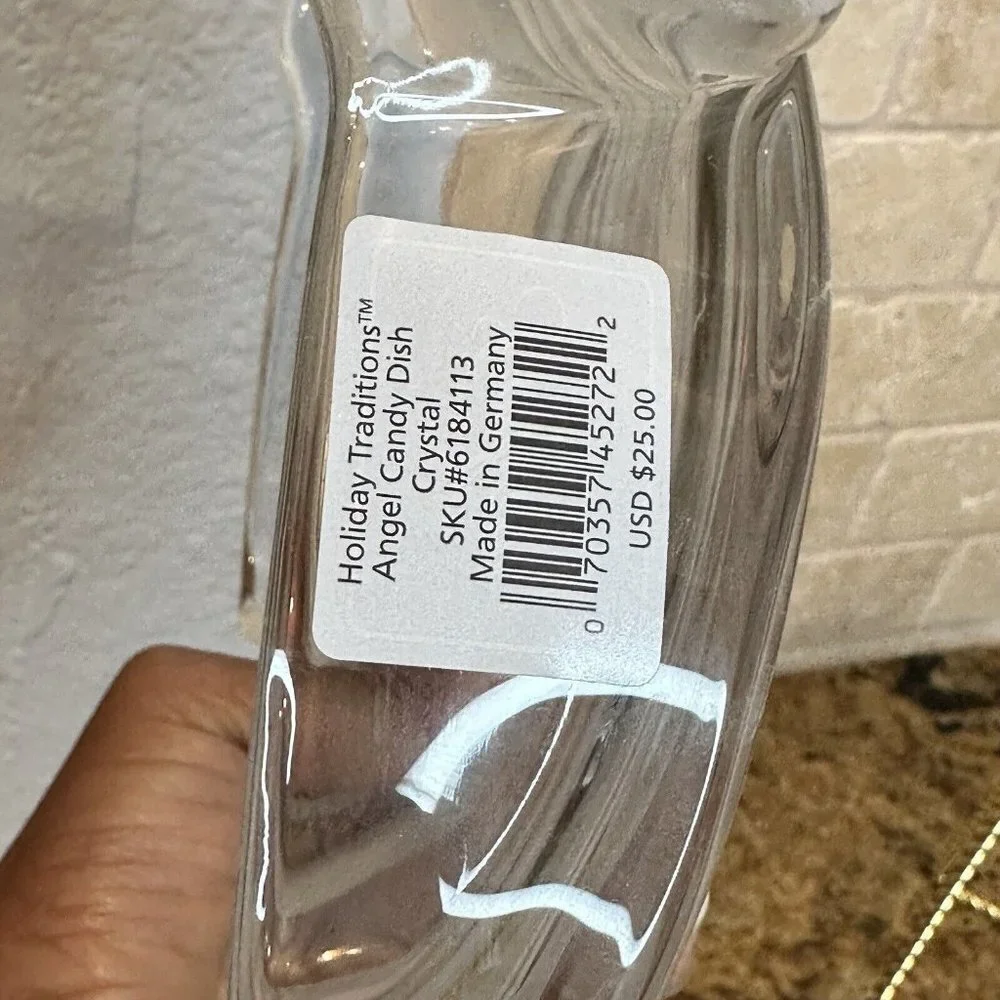 Gorham Crystal‎ Holiday Traditions Angel Of Peace 8.5 Inch Candy Dish NWT Box